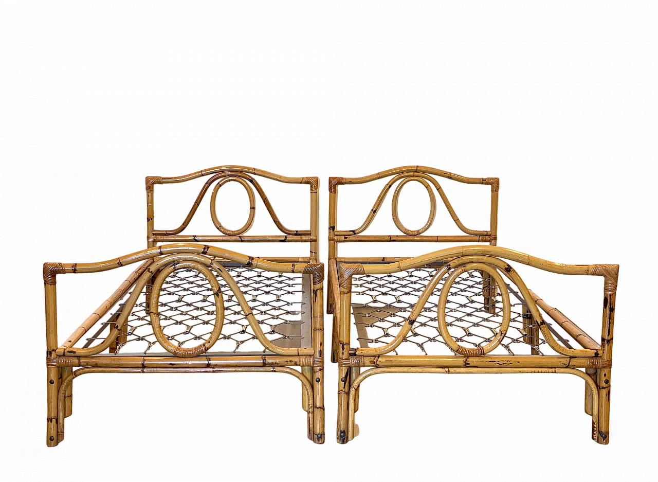 Pair of bamboo beds, 1970s 16