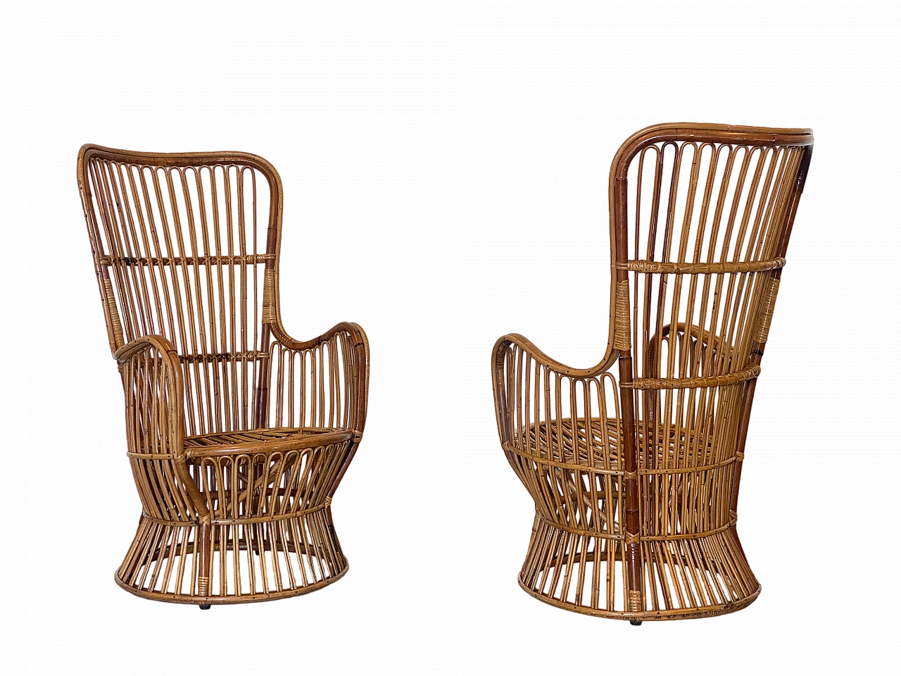 Pair of bamboo armchairs, 1970s 14