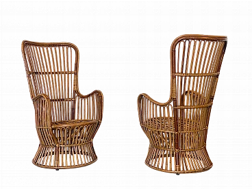 Pair of bamboo armchairs, 1970s