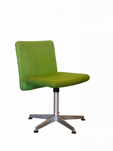 Steel and green fabric swivel chair, 1970s