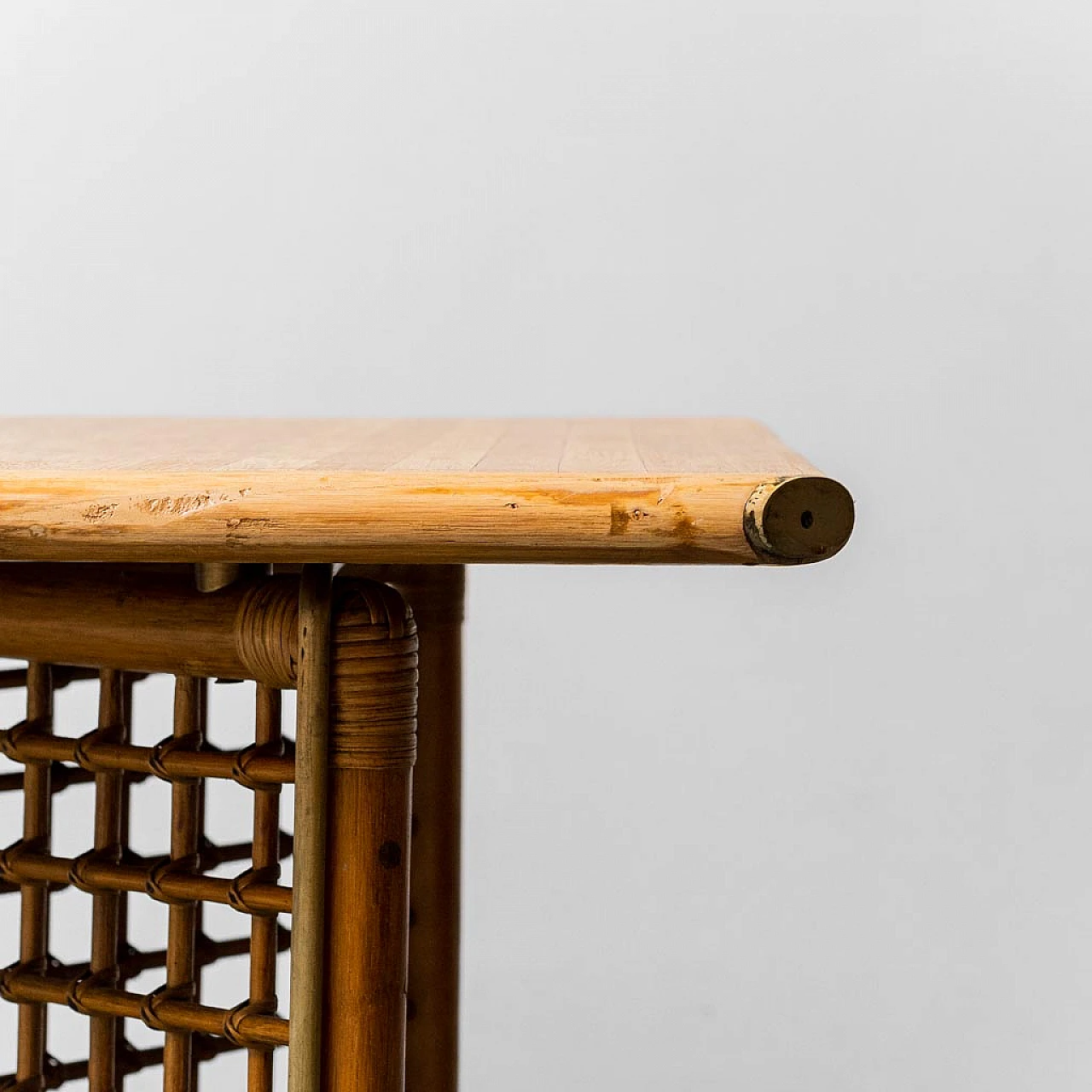 Rectangular dining table in wood and bamboo, 1960s 2