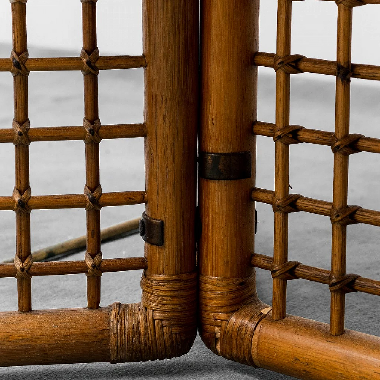 Rectangular dining table in wood and bamboo, 1960s 6