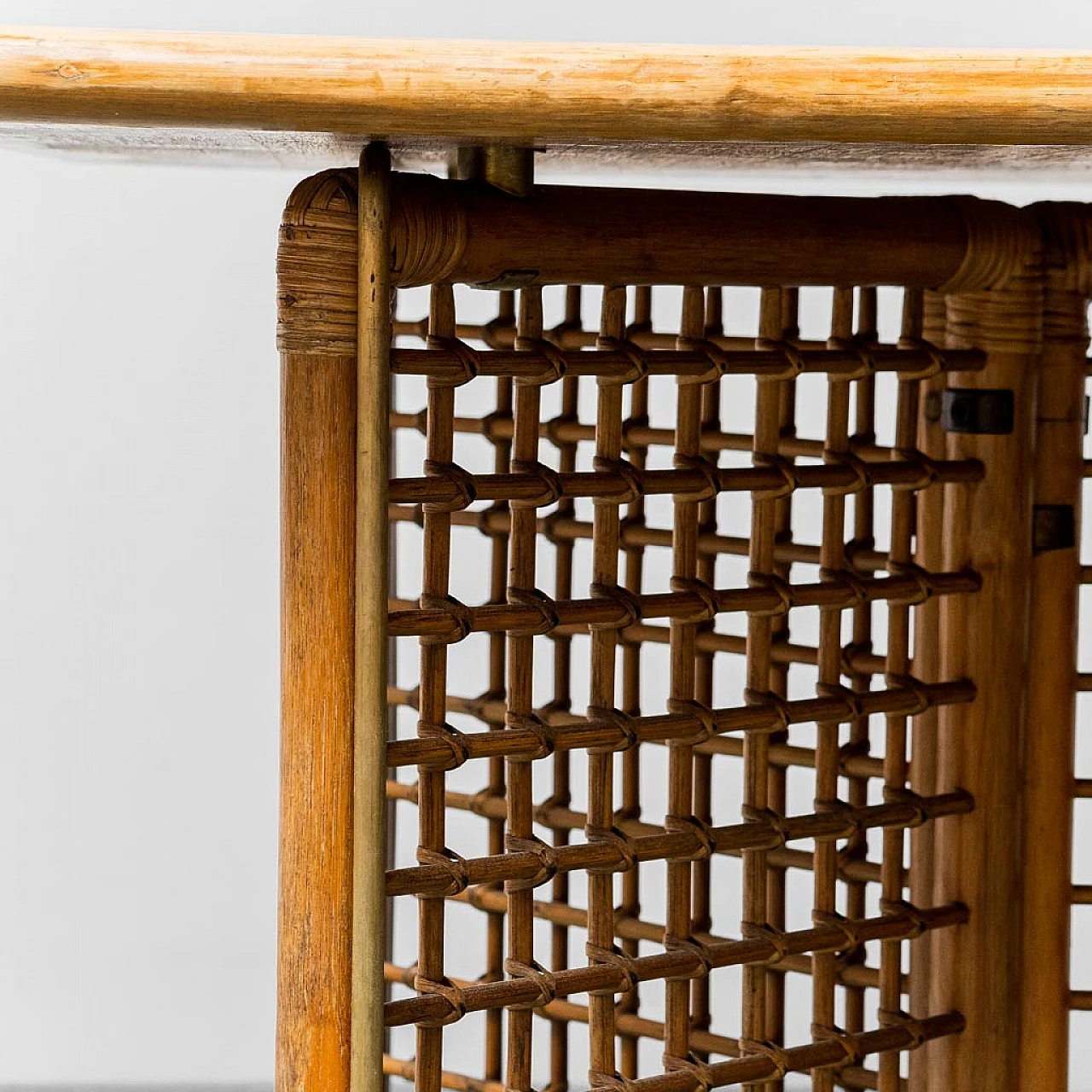 Rectangular dining table in wood and bamboo, 1960s 7