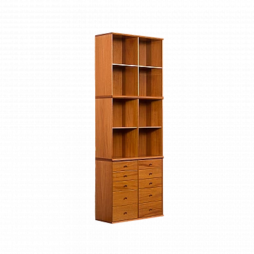 Modular cherry wood bookcase in the style of Mogens Koch, 1970s