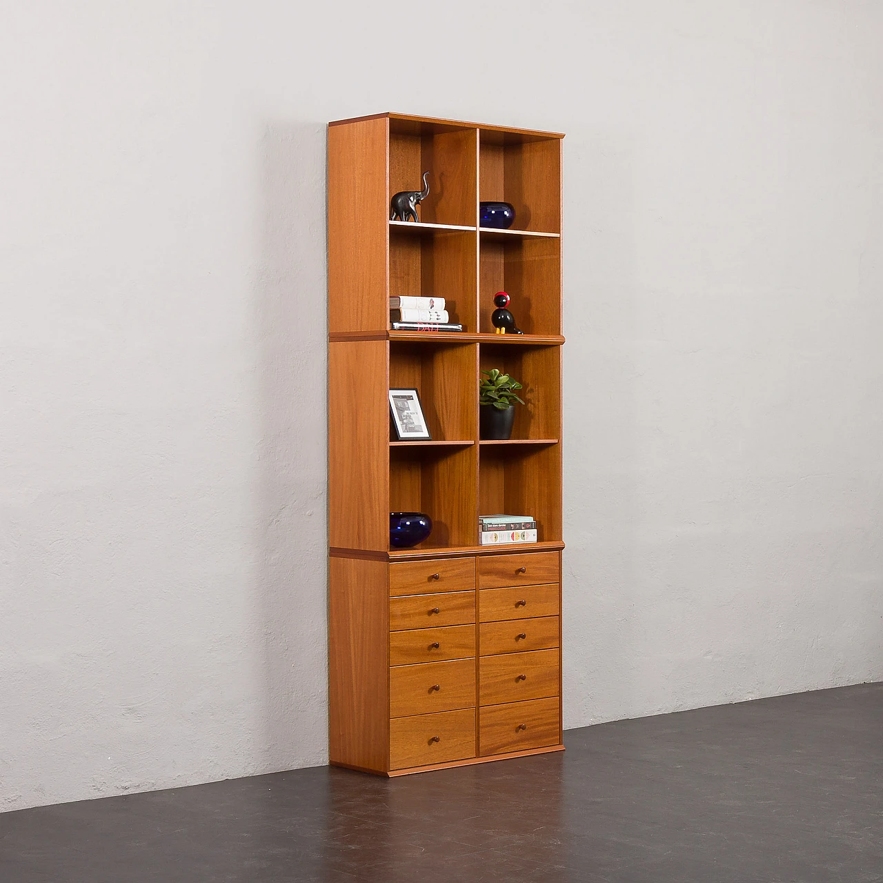 Modular cherry wood bookcase in the style of Mogens Koch, 1970s 4