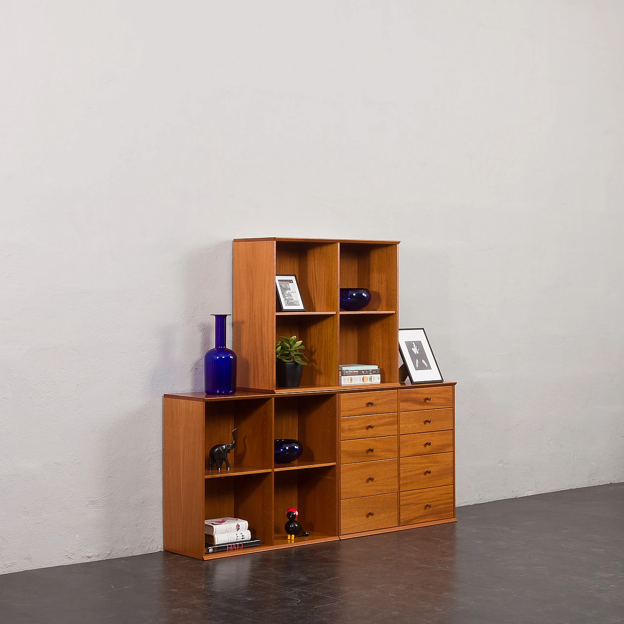 Modular cherry wood bookcase in the style of Mogens Koch, 1970s 5