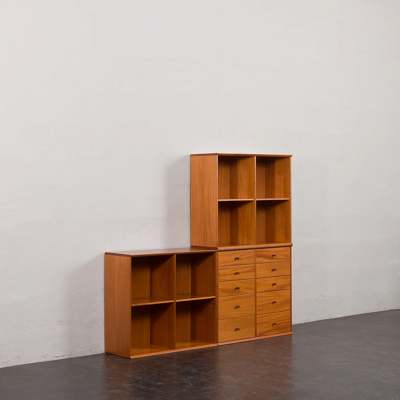 Modular cherry wood bookcase in the style of Mogens Koch, 1970s 7