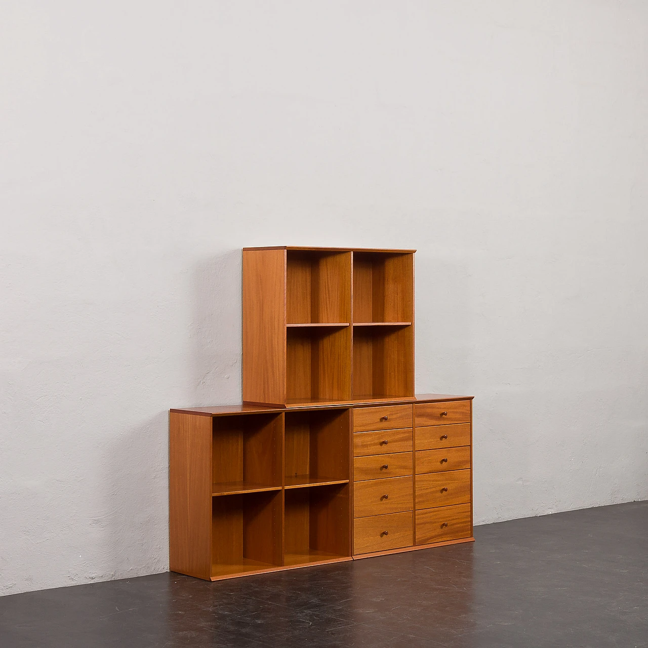 Modular cherry wood bookcase in the style of Mogens Koch, 1970s 8