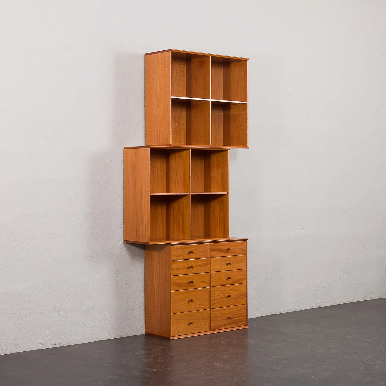 Modular cherry wood bookcase in the style of Mogens Koch, 1970s 9