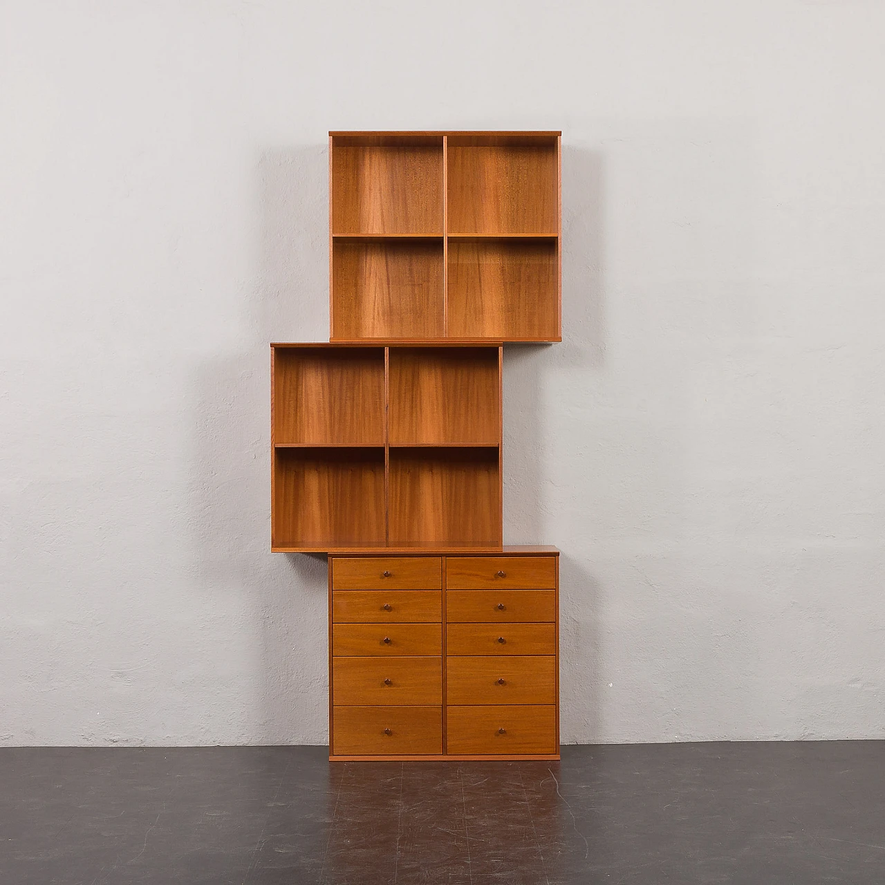 Modular cherry wood bookcase in the style of Mogens Koch, 1970s 10