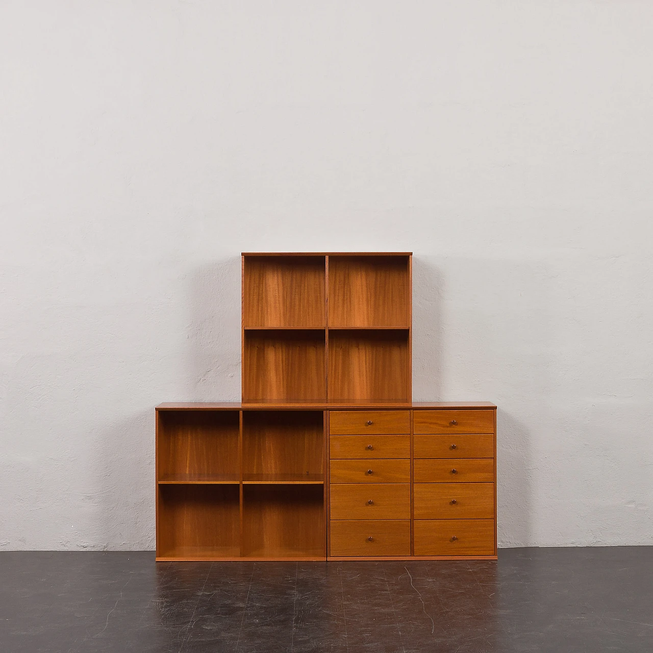 Modular cherry wood bookcase in the style of Mogens Koch, 1970s 11