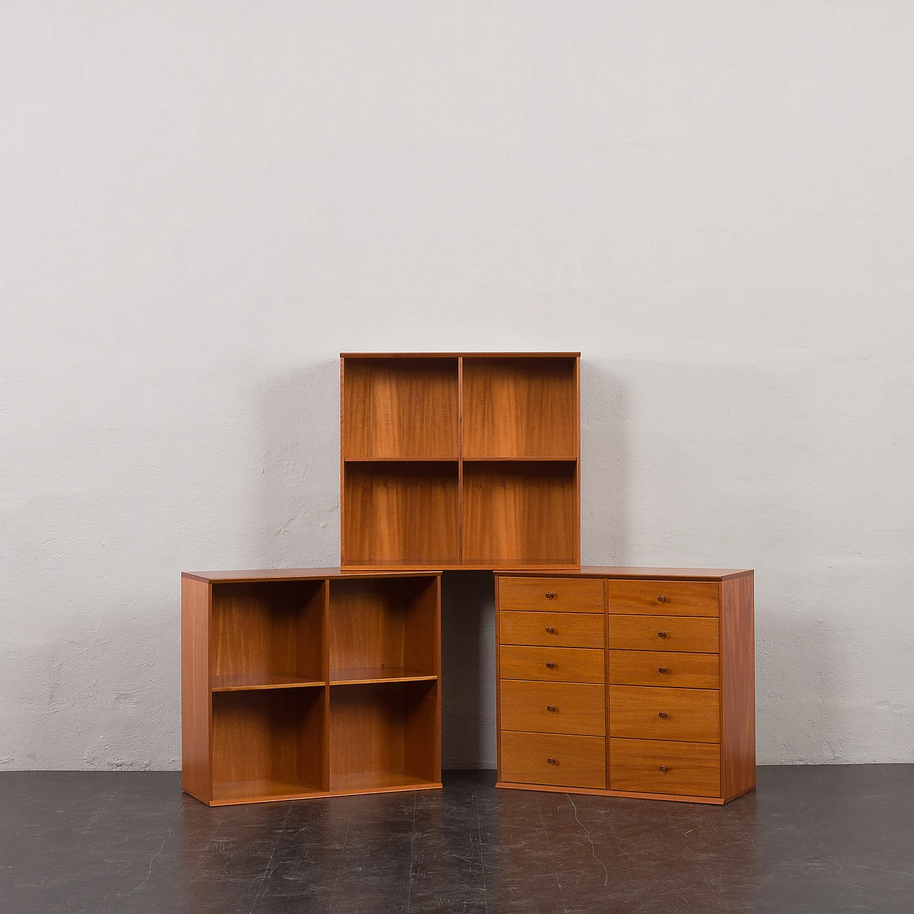 Modular cherry wood bookcase in the style of Mogens Koch, 1970s 12