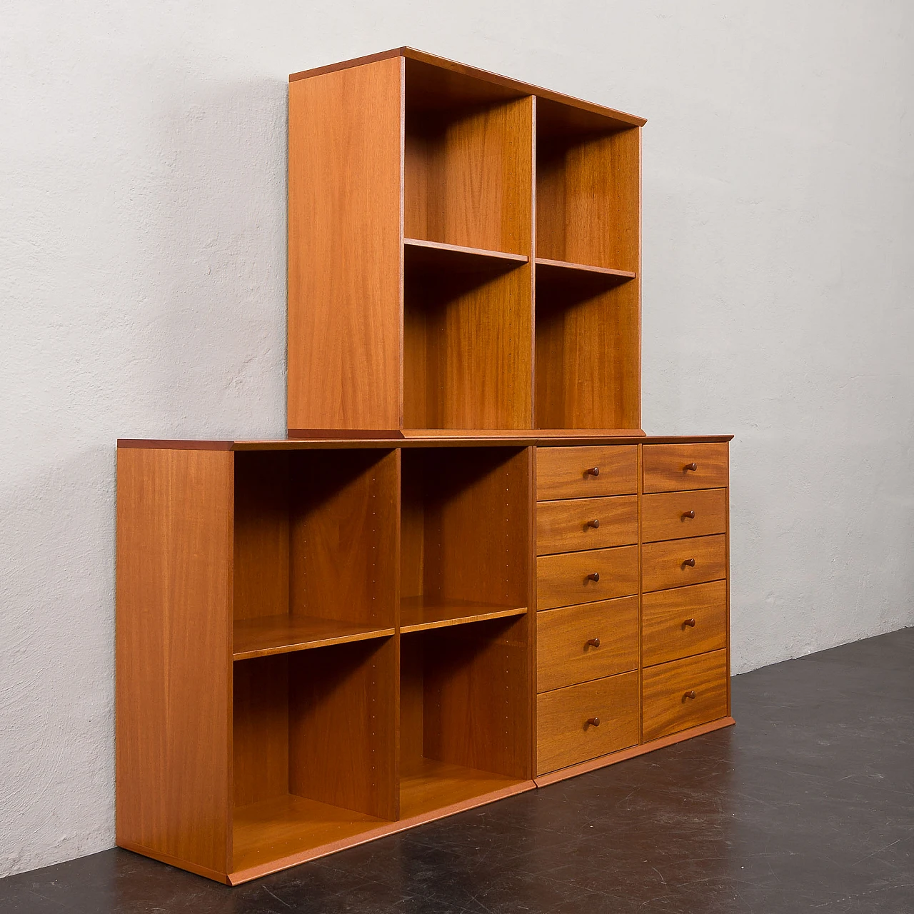 Modular cherry wood bookcase in the style of Mogens Koch, 1970s 13