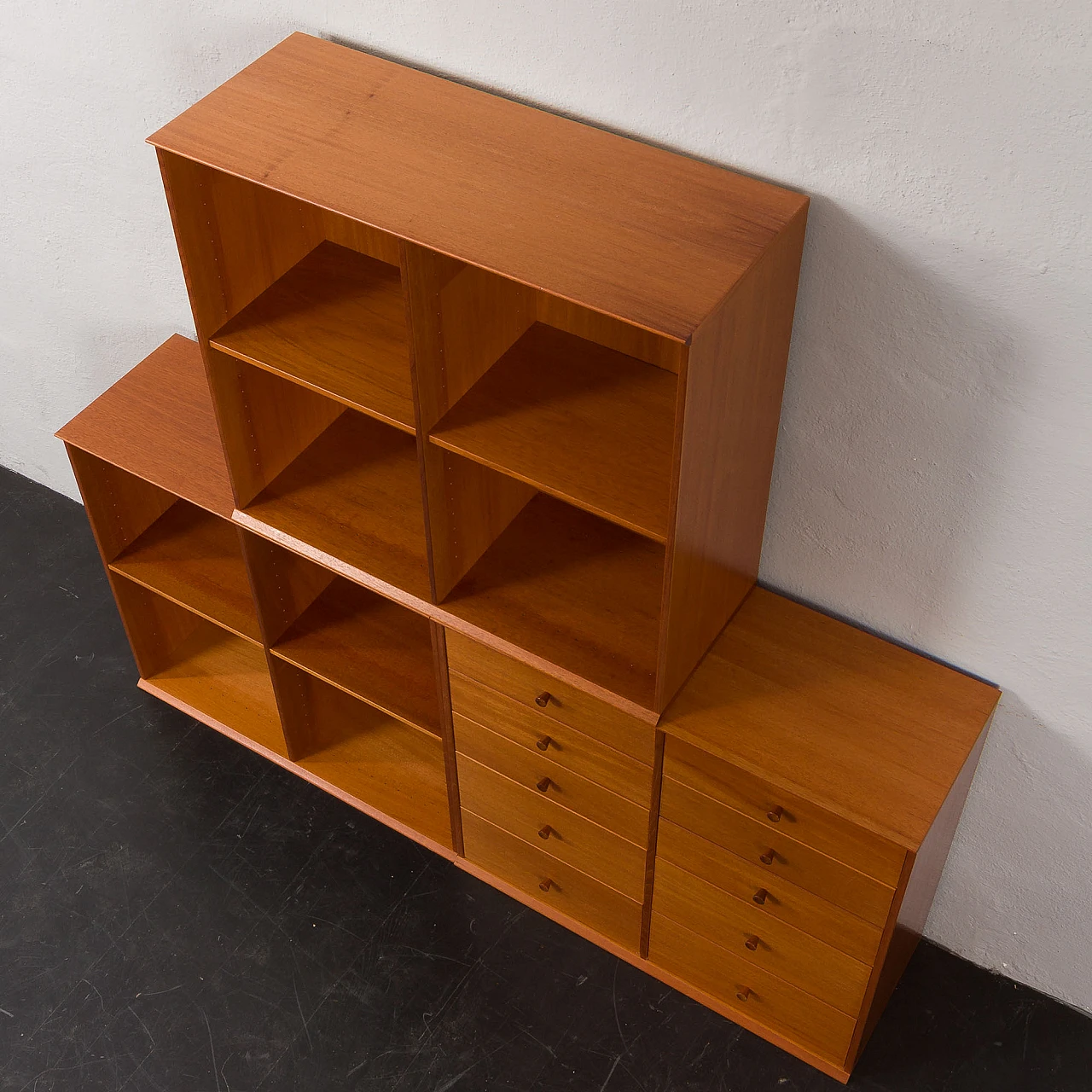 Modular cherry wood bookcase in the style of Mogens Koch, 1970s 17