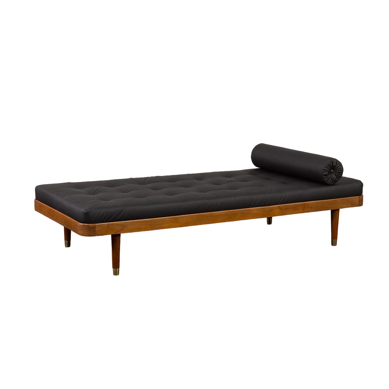 Teak and black leather daybed by Horsens Møbelfabrik, 1960s 2