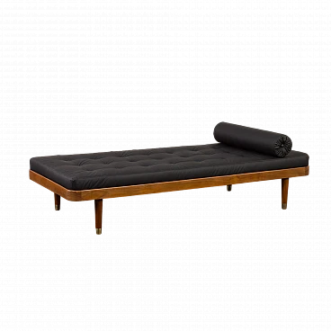 Teak and black leather daybed by Horsens Møbelfabrik, 1960s