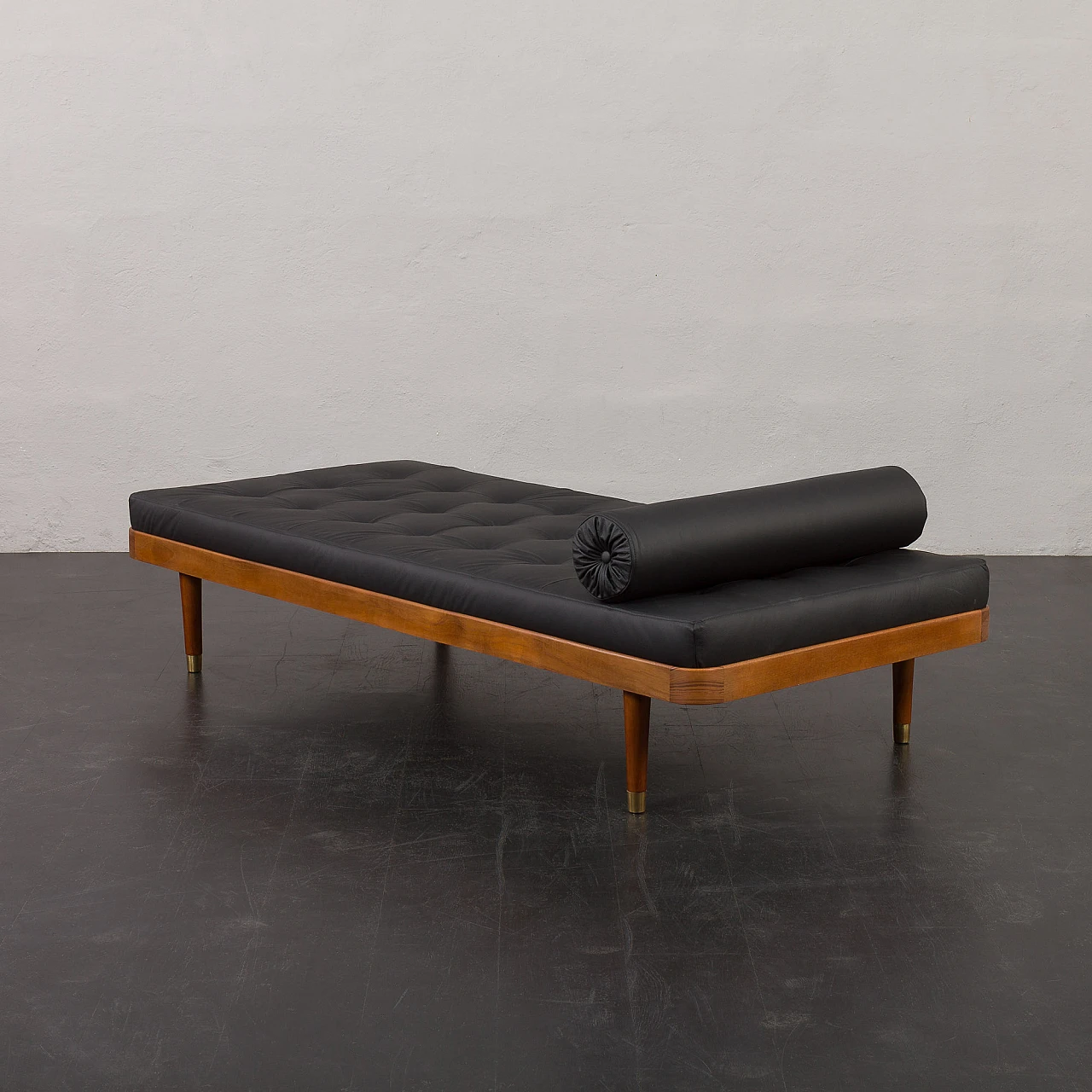 Teak and black leather daybed by Horsens Møbelfabrik, 1960s 5