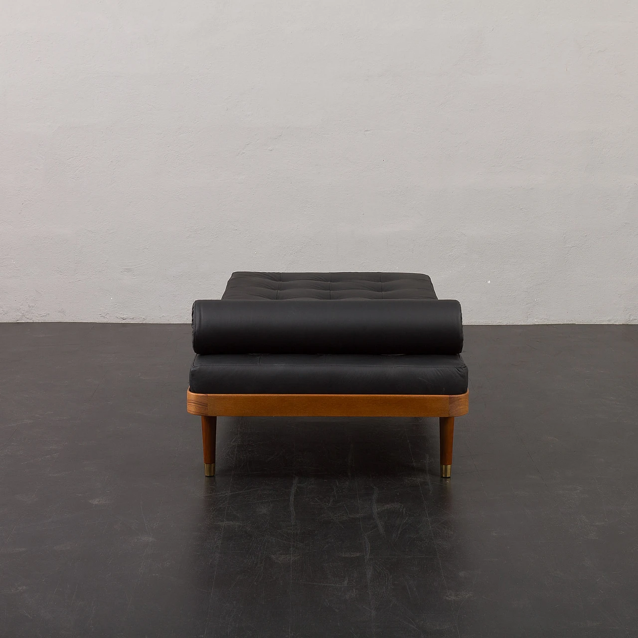 Teak and black leather daybed by Horsens Møbelfabrik, 1960s 6