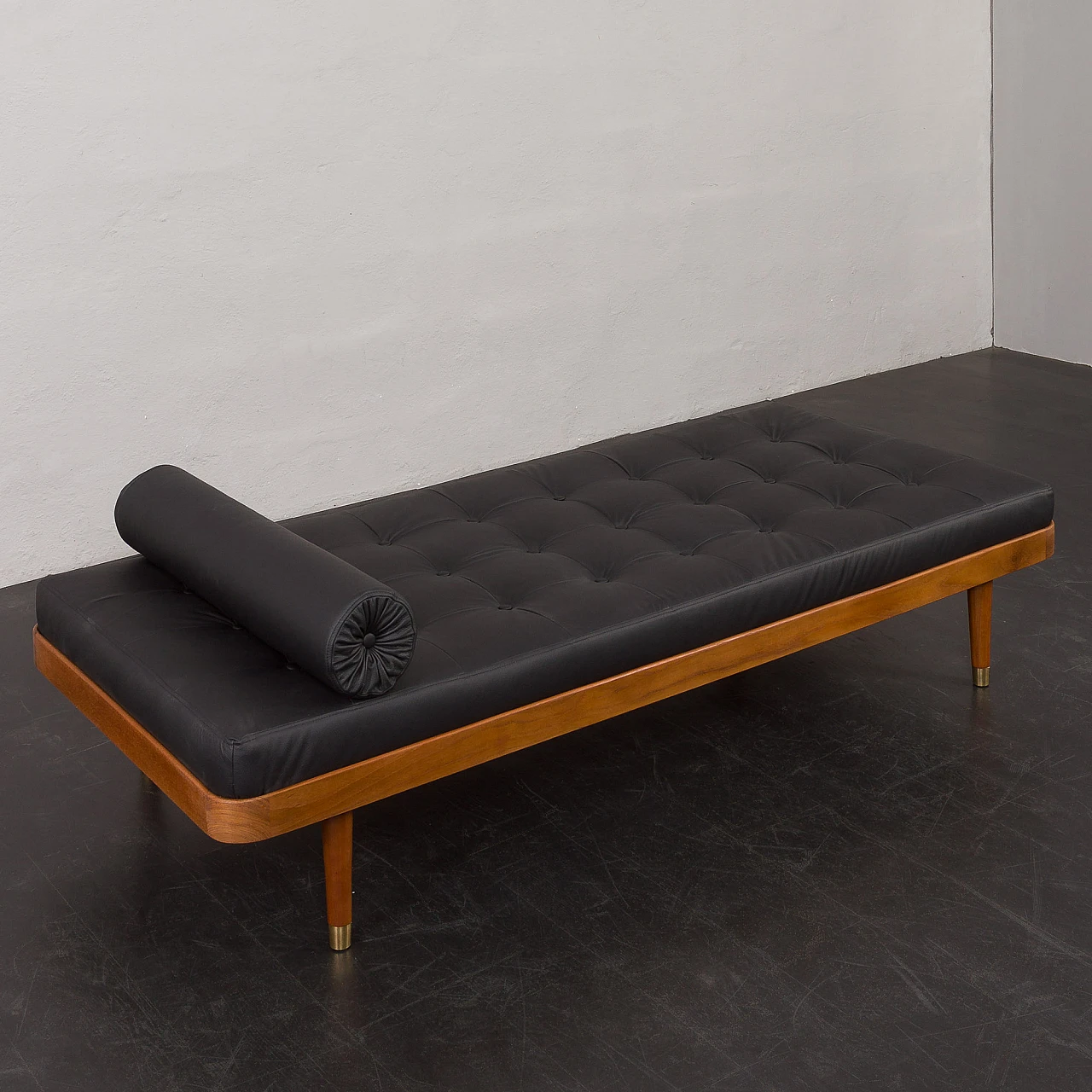 Teak and black leather daybed by Horsens Møbelfabrik, 1960s 8