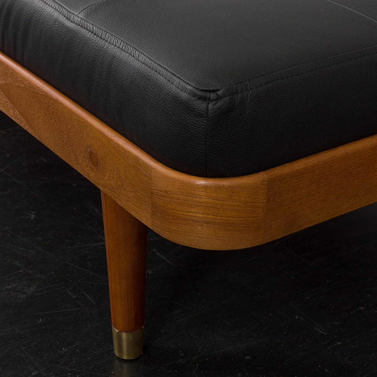 Teak and black leather daybed by Horsens Møbelfabrik, 1960s 10