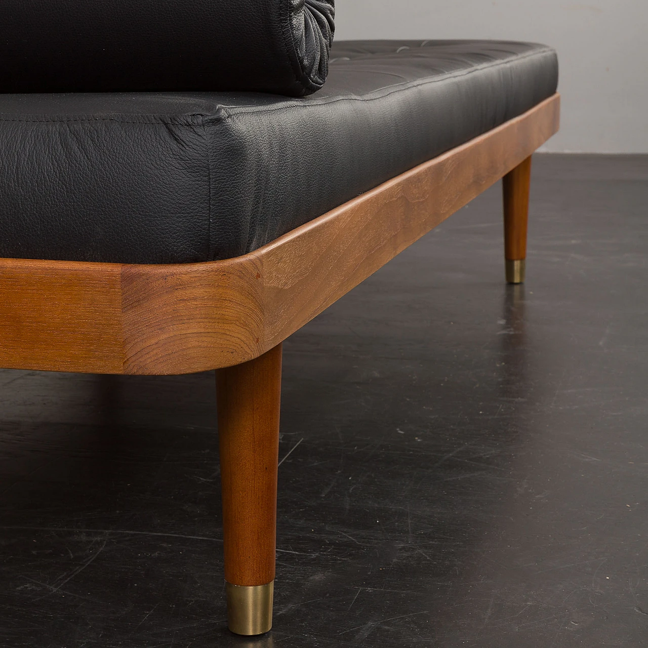 Teak and black leather daybed by Horsens Møbelfabrik, 1960s 11