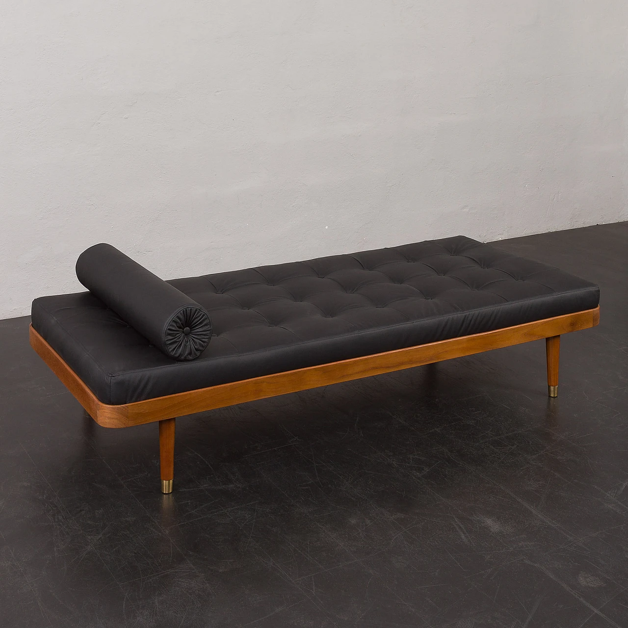 Teak and black leather daybed by Horsens Møbelfabrik, 1960s 14