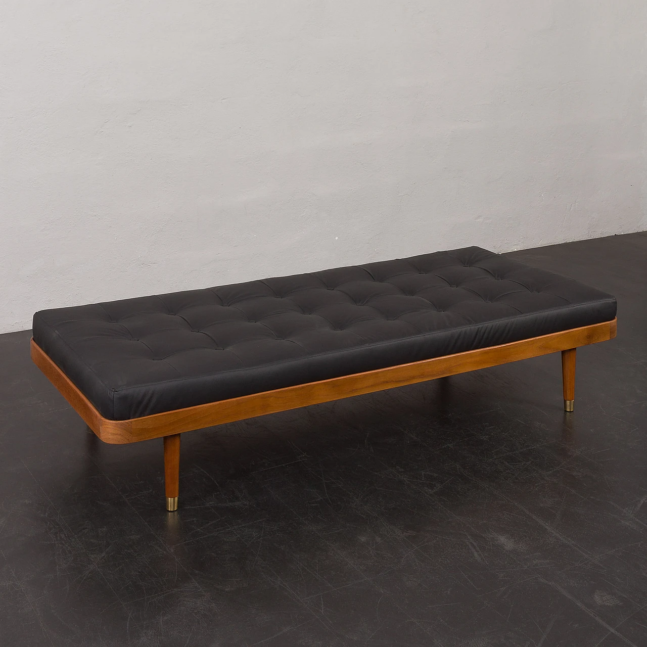 Teak and black leather daybed by Horsens Møbelfabrik, 1960s 15