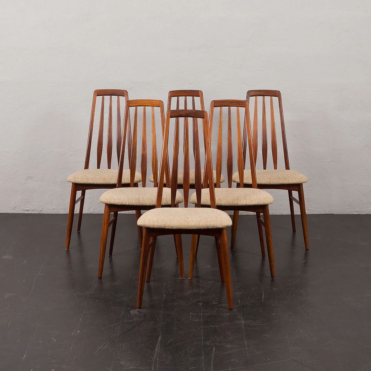 6 Eva chairs by Niels Koefoed for Koefoeds Hornslet, 1960s 4