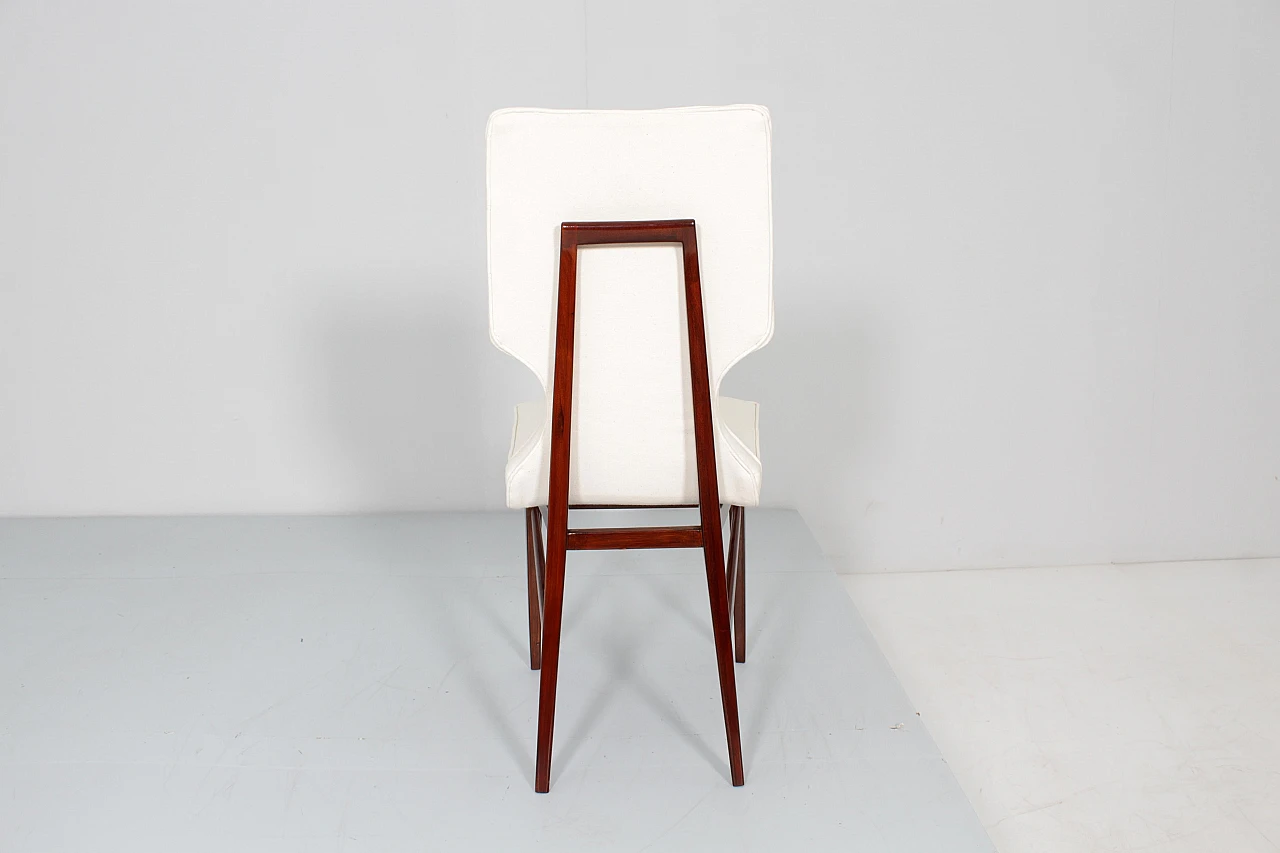 6 Wood & white fabric chairs attributed to I. Parisi for Cantù, 1960s 7