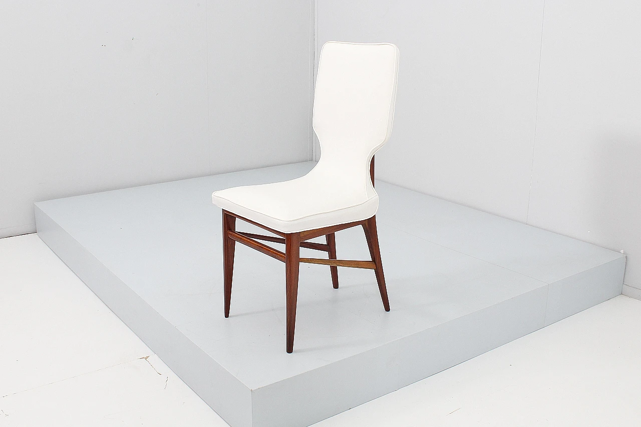 6 Wood & white fabric chairs attributed to I. Parisi for Cantù, 1960s 8