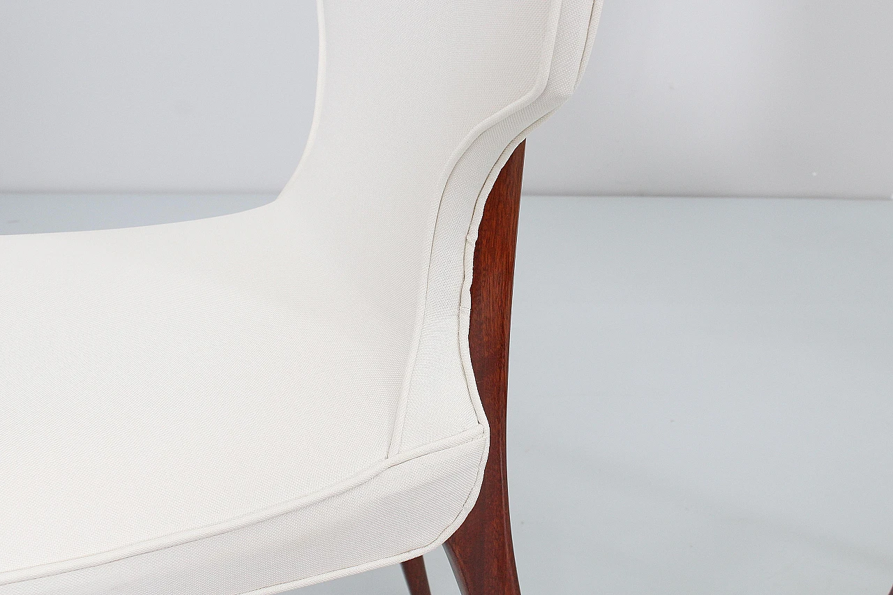 6 Wood & white fabric chairs attributed to I. Parisi for Cantù, 1960s 9