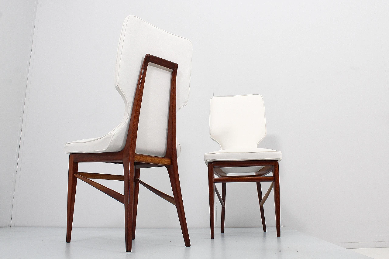 6 Wood & white fabric chairs attributed to I. Parisi for Cantù, 1960s 10