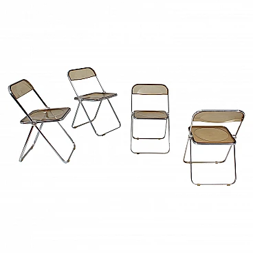 4 Plia folding chairs by G. Piretti for Anonima Castelli, 1970s