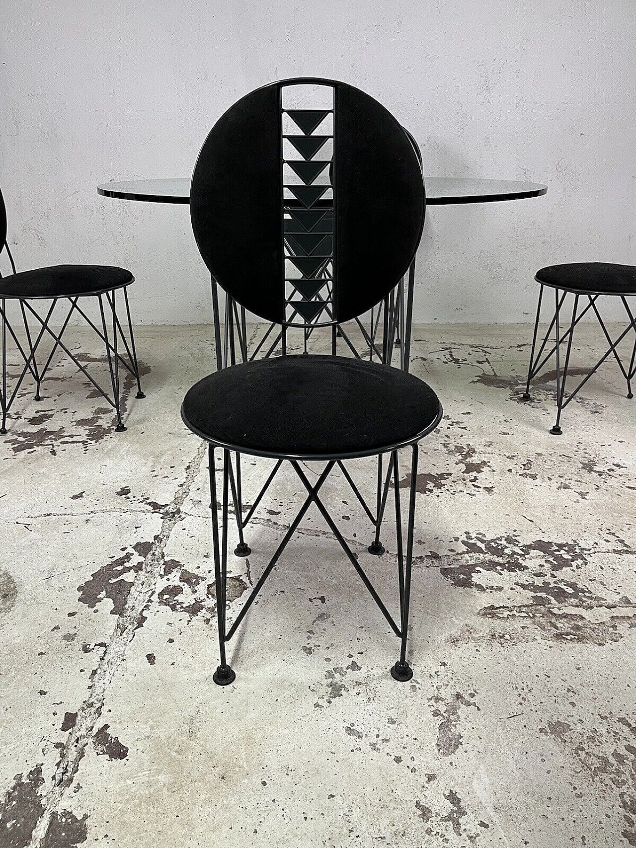 4 Midway chairs and table by F. L. Wright for Cassina, 1980s 7