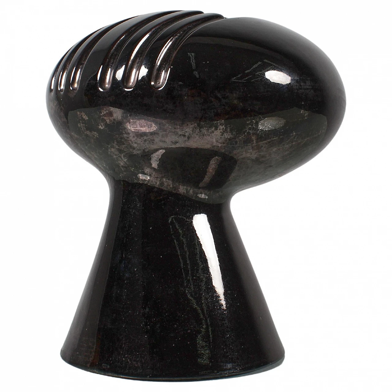 Black glazed ceramic vase by E. Bioli for Il Picchio, 1970s 1