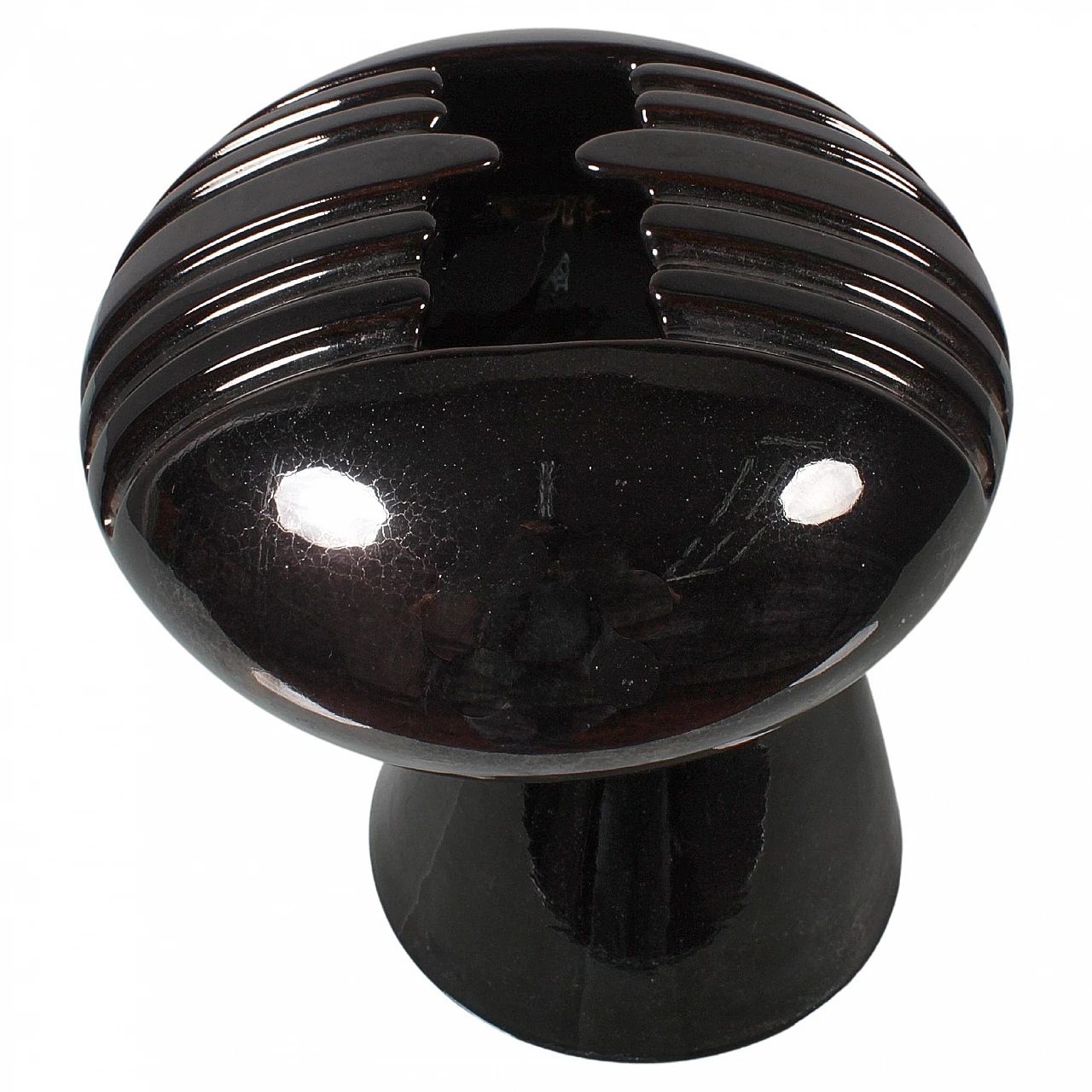 Black glazed ceramic vase by E. Bioli for Il Picchio, 1970s 2