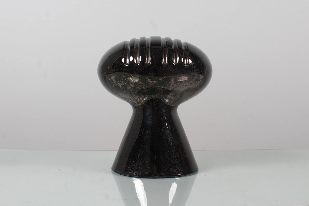 Black glazed ceramic vase by E. Bioli for Il Picchio, 1970s 3