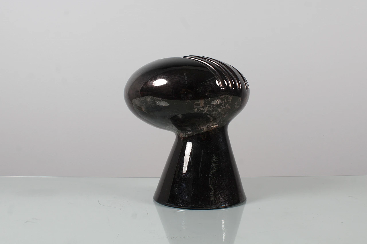 Black glazed ceramic vase by E. Bioli for Il Picchio, 1970s 4
