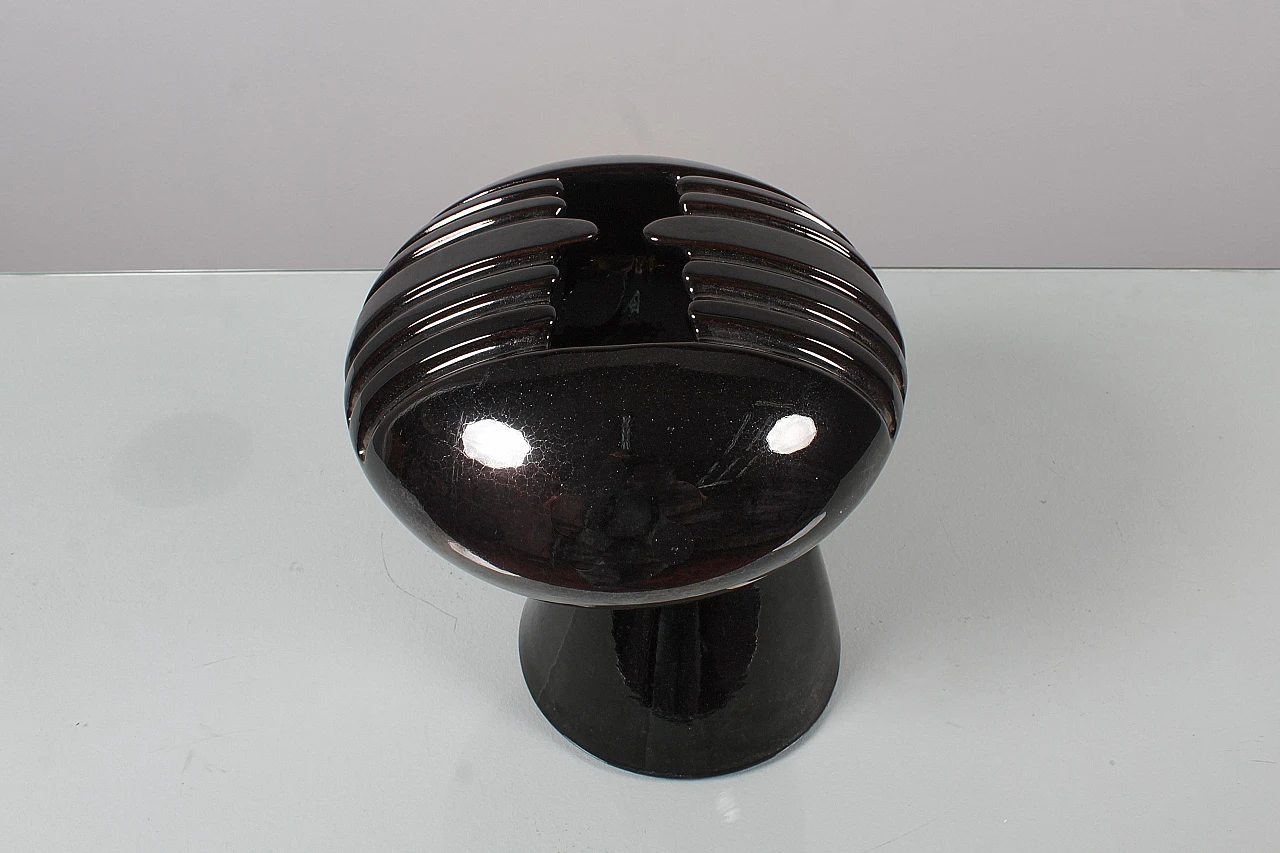 Black glazed ceramic vase by E. Bioli for Il Picchio, 1970s 5