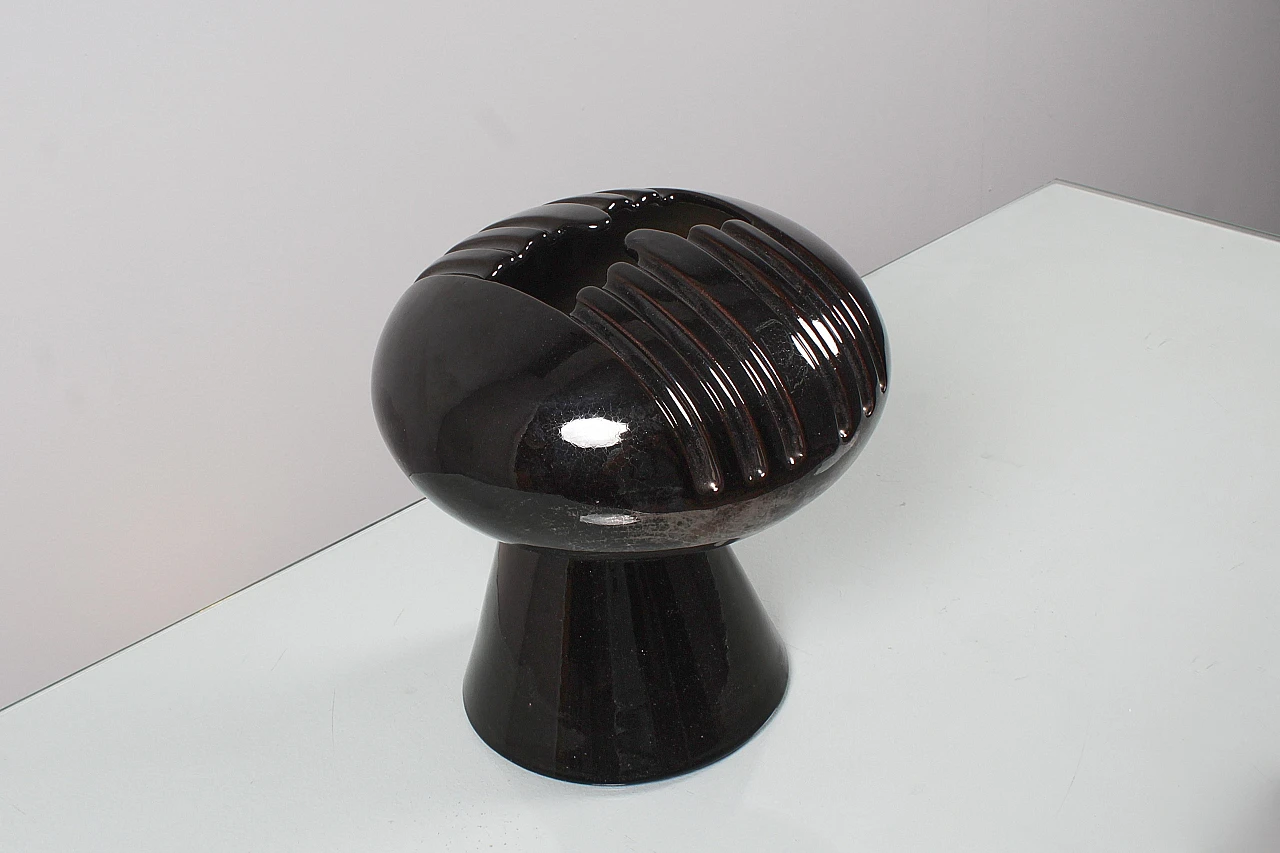 Black glazed ceramic vase by E. Bioli for Il Picchio, 1970s 9