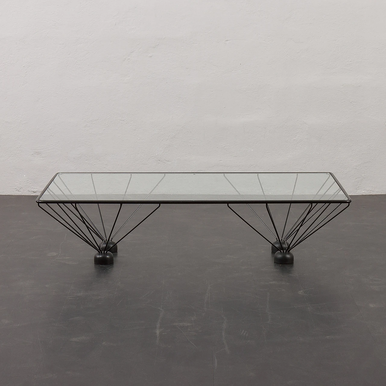 Black steel and glass coffee table in the style of Paolo Piva, 1970s 4