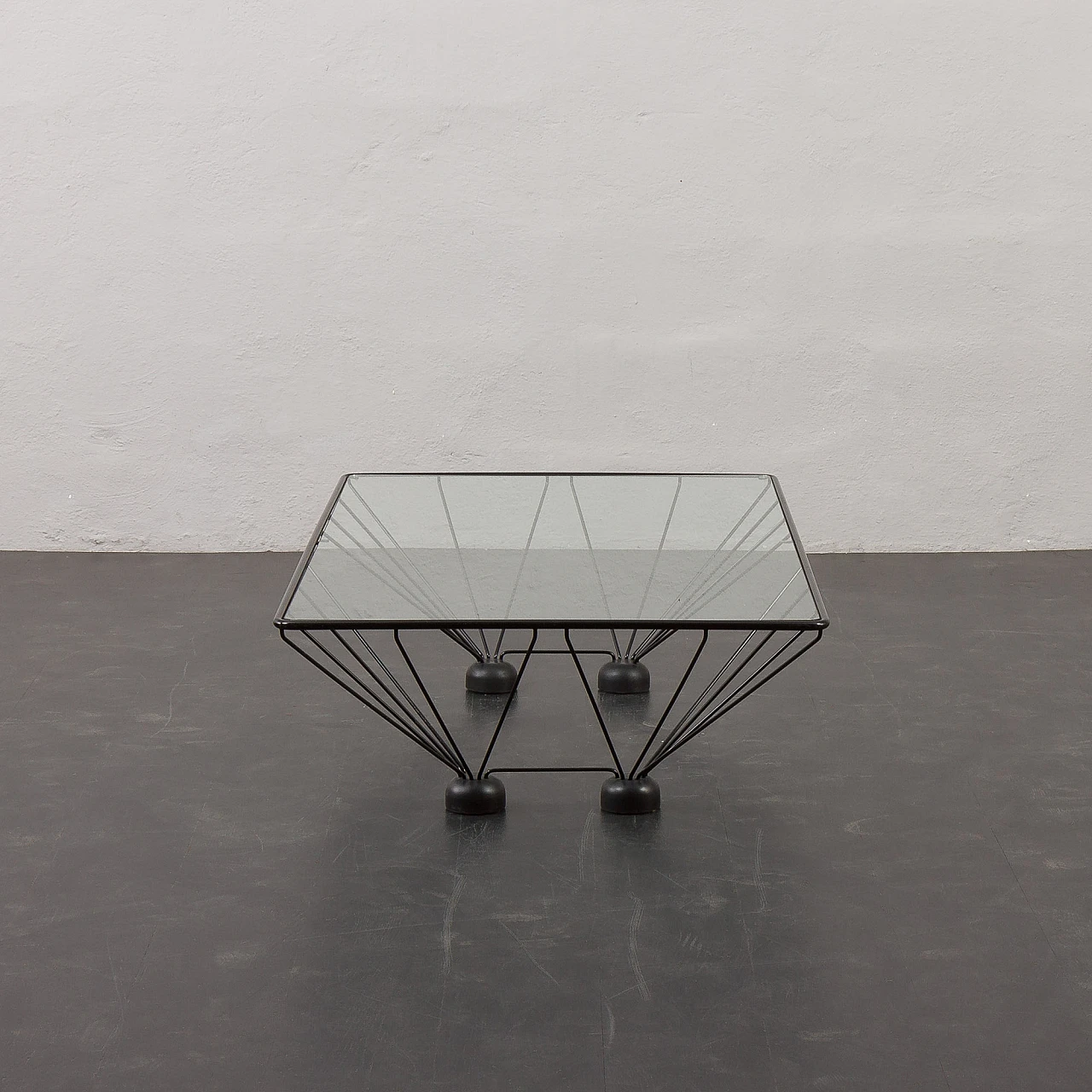 Black steel and glass coffee table in the style of Paolo Piva, 1970s 5