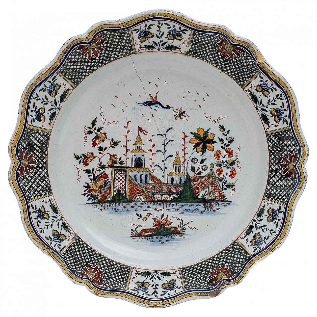 Majolica plate by Jean-Baptiste Guillibaud, 1730 1