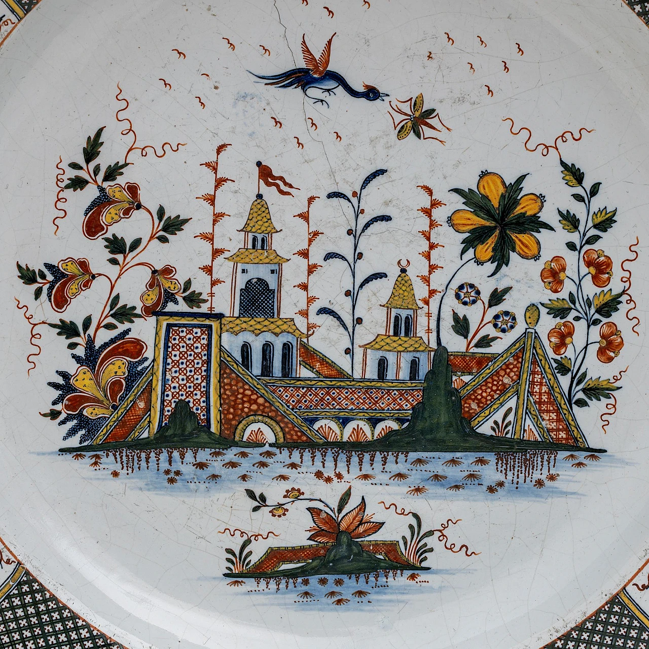 Majolica plate by Jean-Baptiste Guillibaud, 1730 3