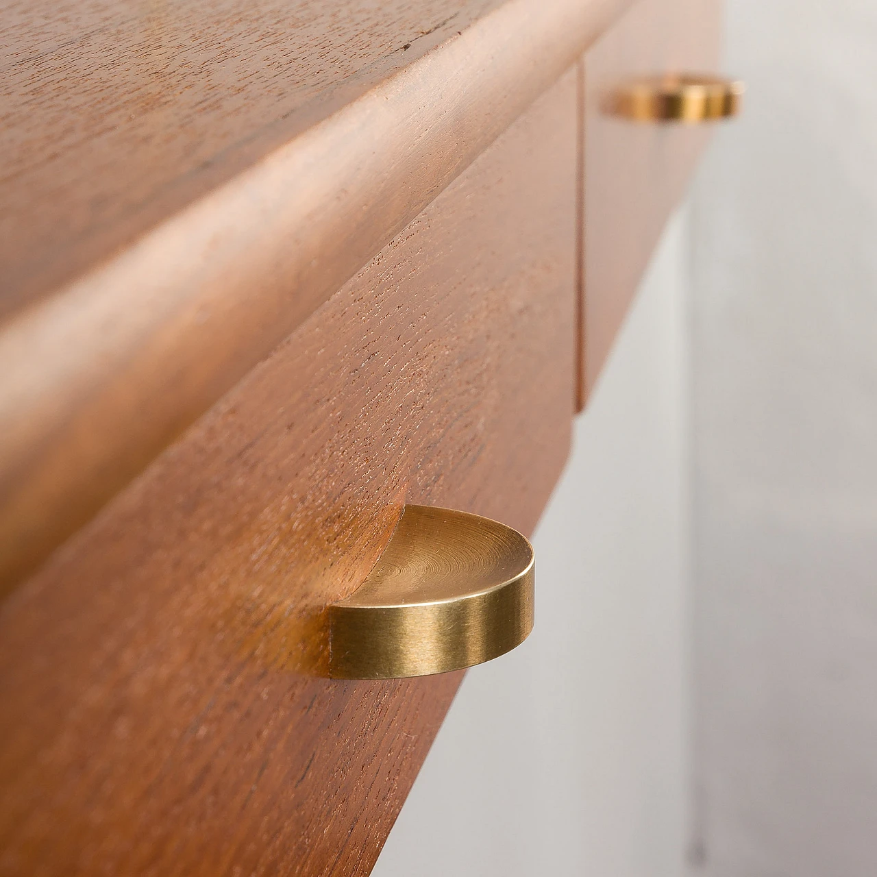 Danish teak and brass hanging console and shelf, 1950s 8