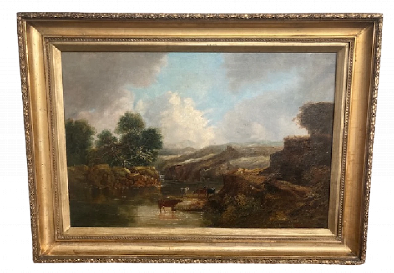 English landscape with cows, oil on canvas, 19th century 17