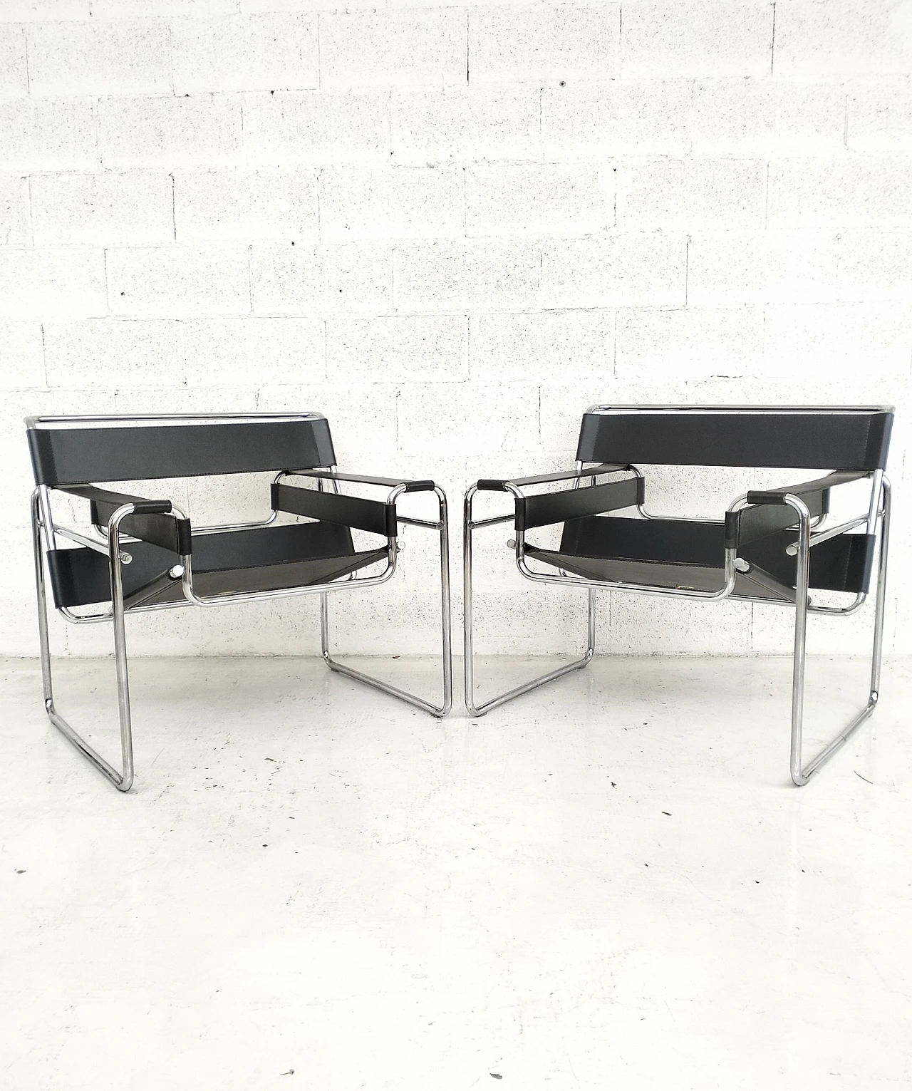 Pair of Wassily armchairs by Marcel Breuer for Gavina, 1970s 4