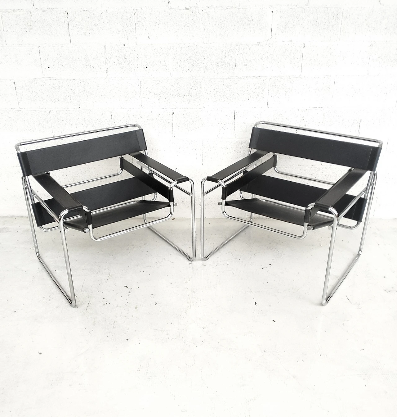 Pair of Wassily armchairs by Marcel Breuer for Gavina, 1970s 5