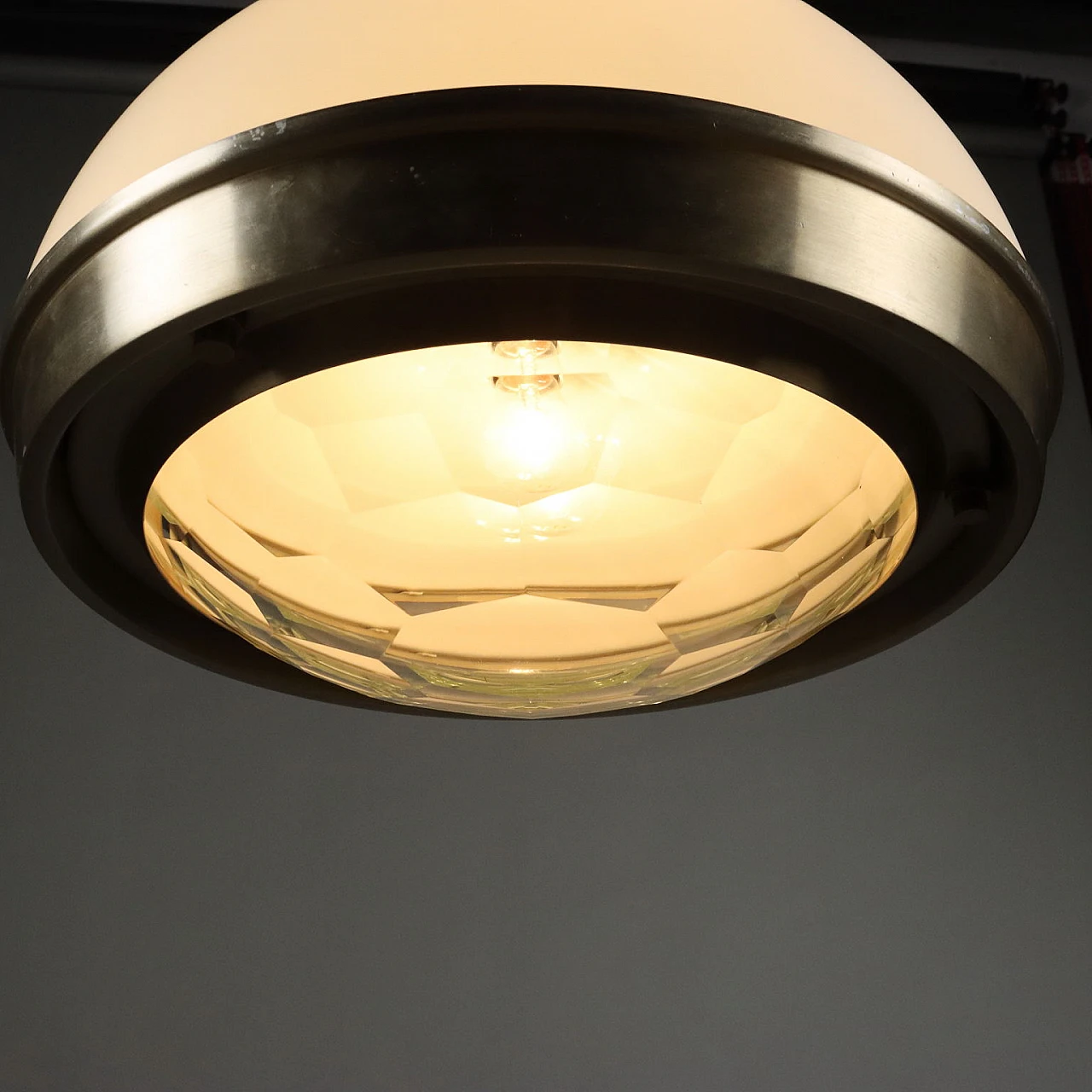 Lampadario in alluminio e vetro di P. G. Crippa per Lumi, anni '60 3