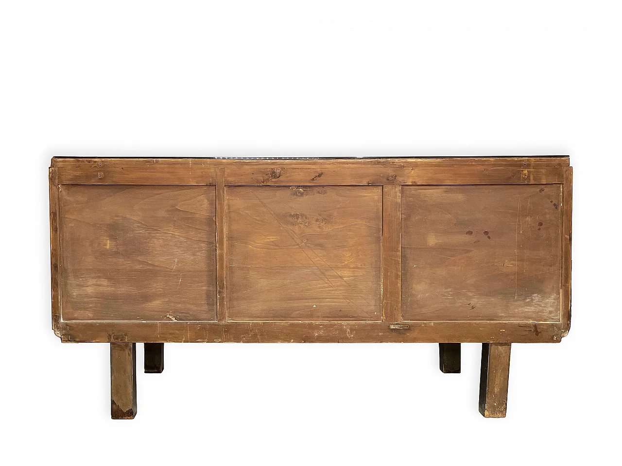 Credenza in legno massello e mogano con piano in vetro, anni '50 13